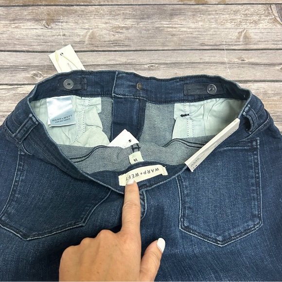 Warp Weft Dark Indigo Amsterdam Slim Straight Girl Adjustable Waist Jeans NWT 14 - Picture 8 of 11